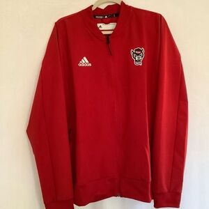 Calling All Wolfpack Fans Adidas Red Men's Jacket Sz L Collegiate Athlete Sports